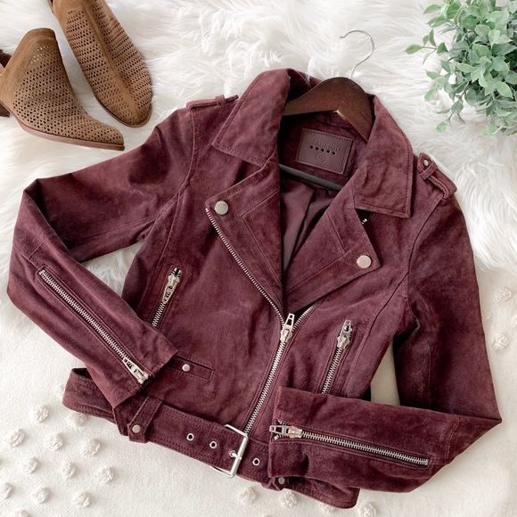 Blank NYC Maroon Suede Moto Jacket - Picture 1 of 6